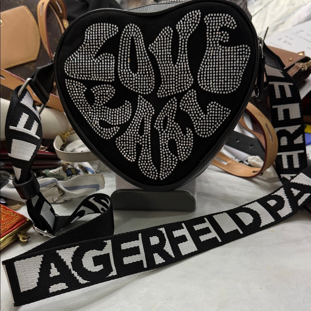 Karl Lagerfeld Black and White Crossbody Bag